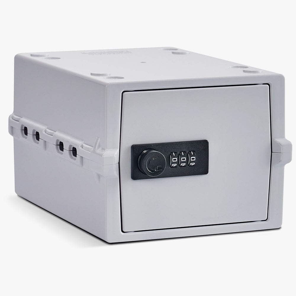 Boîte de rangement Lockabox Mini blanche avec serrure à code noire